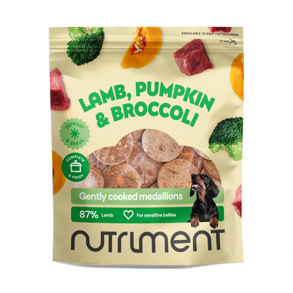 Nutriment Lamb Fresh Raw Dog Food Medallions - with Pumpkin & Broccoli - 800g