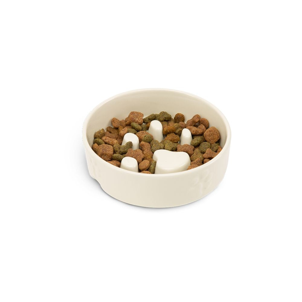 Scruffs Icon Slow Feeder Bowl - Cream 16cm